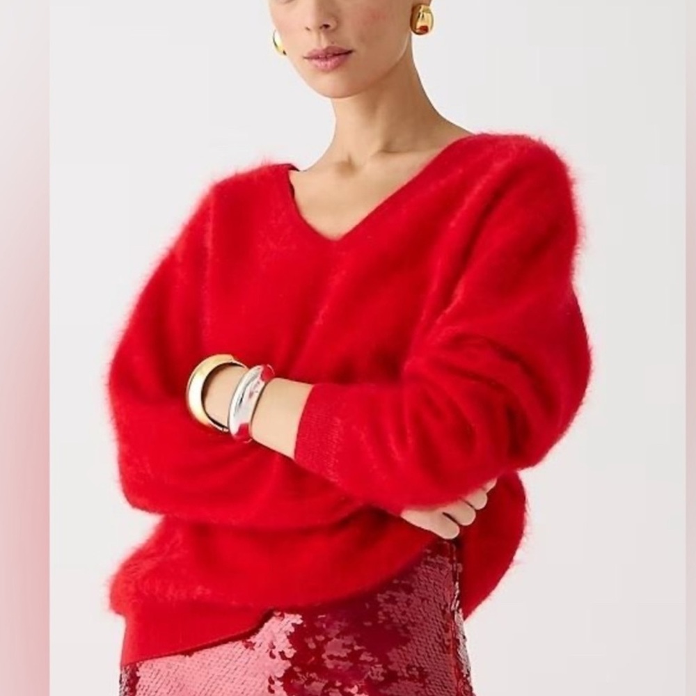 J Crew Brushed Cashmere V Neck Sweater